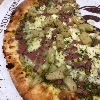 Rise Pies - Build your own: pesto sauce with Hawaiian toppings, mozzarella and feta - Pizza Near Me - Southaven, Mississippi Rise Pies - Build your own: pesto sauce with Hawaiian toppings, mozzarella and feta - Pizza Near Me - Southaven, Mississippi