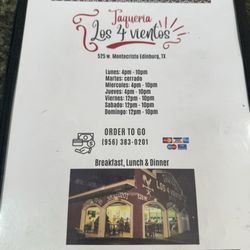 Taqueria 4 Vientos - Time of operation