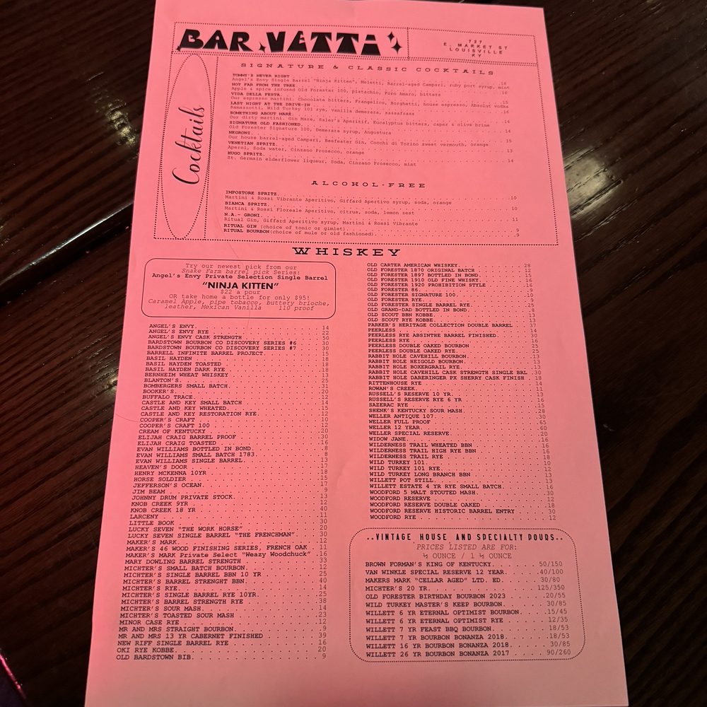 bar Vetti - Drink menu - Italian Near Me - Louisville, Kentucky