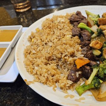 Tokyo Boat - Hibachi with chicken and filet and a side of double ginger sauce. - Japanese Near Me - Roswell, Georgia Tokyo Boat - Hibachi with chicken and filet and a side of double ginger sauce. - Japanese Near Me - Roswell, Georgia