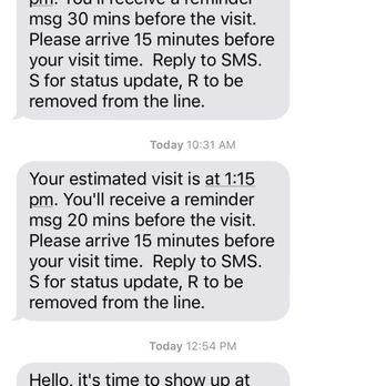 Physicians Immediate Care - Text telling me to come for my 115pm appointment which turned into 205pm as they give priority to walk ins over appointments. - Urgent Care Near Me - Sycamore, Illinois