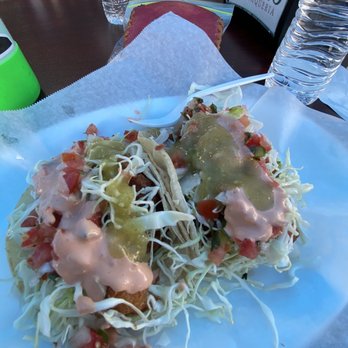 El Charro Taqueria - Fish tacos with added green salsa - Tacos Near Me - Mammoth Lakes, California