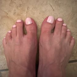 Looks like pink white out. Not really happy with this color and the turn out my pedicure.