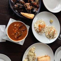 Canvas Cove Bistro - Mussels, seafood chowder, taco, lobster Sammy