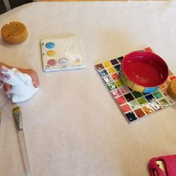 Color Me Mine - Paint supplies and unicorn my daughter chose