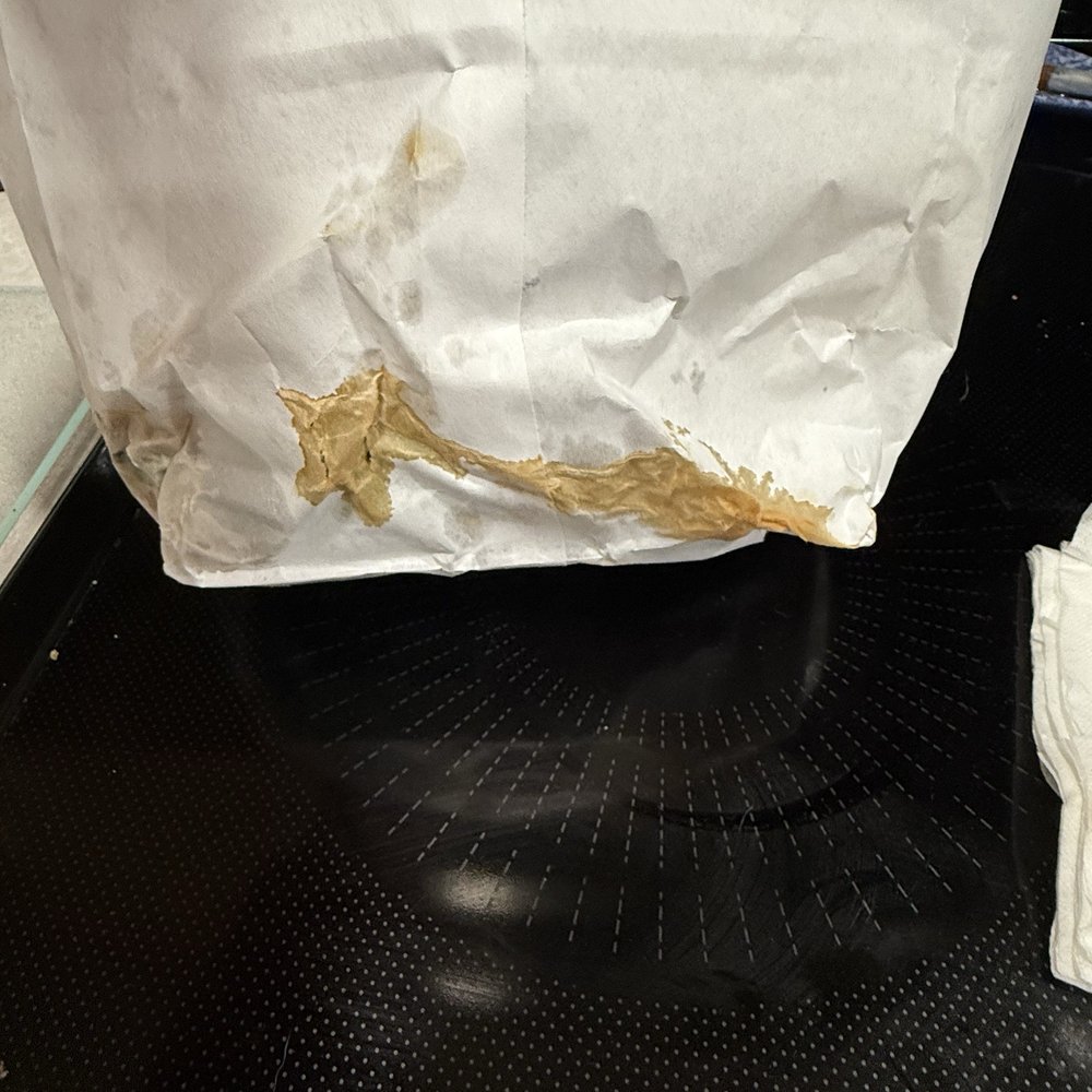 Sauce leaking through the bag