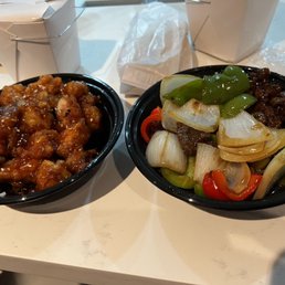 Sesame chicken and Pepper steak Sesame chicken and Pepper steak