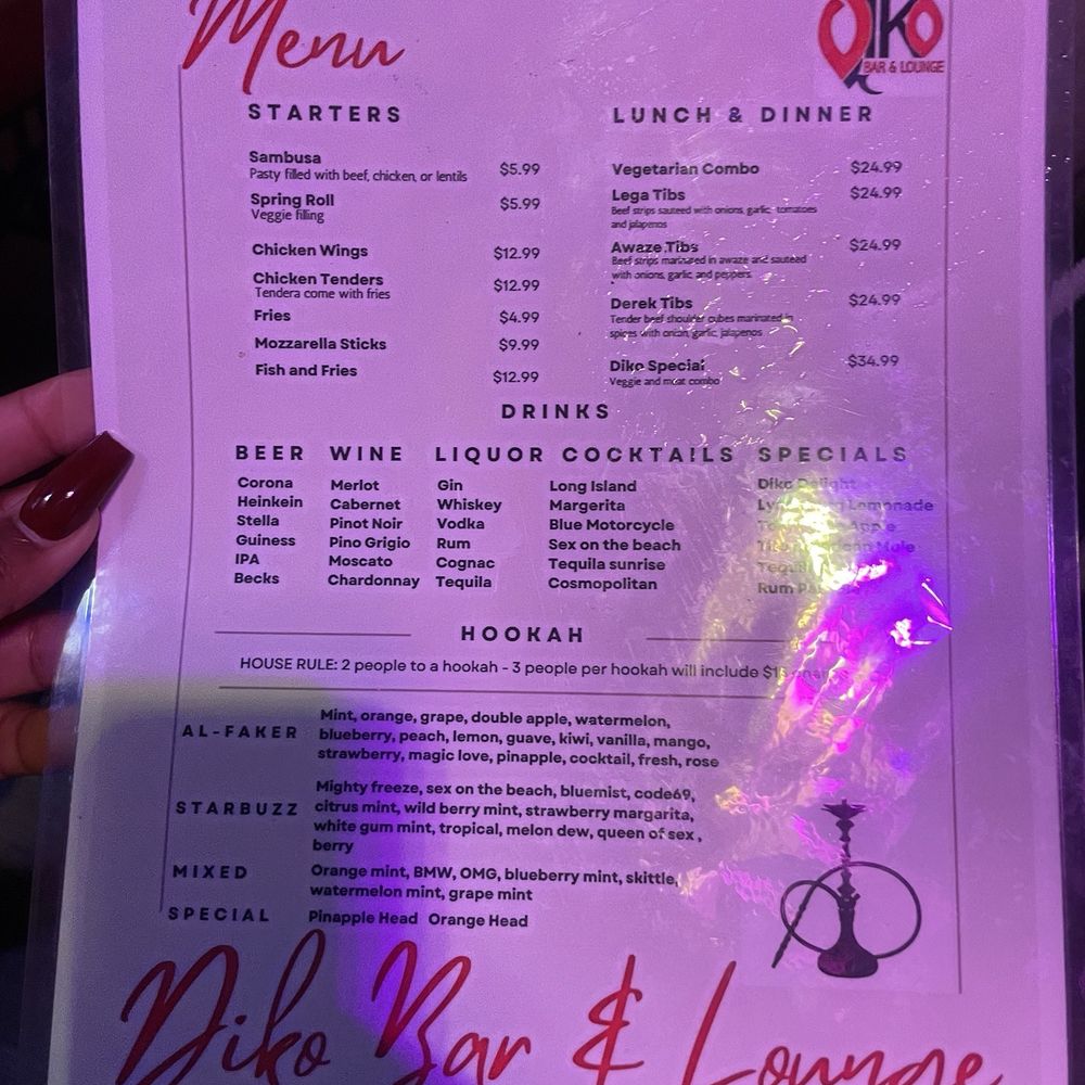 Diko Hookah Bar and Lounge - Menu - Hookah Bars Near Me - Alexandria, Virginia Diko Hookah Bar and Lounge - Menu - Hookah Bars Near Me - Alexandria, Virginia