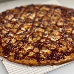 MattyQ’s - Chicken Bacon BBQ pizza with a thin crust