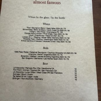 Almost Famous - Menu - Breakfast & Brunch Near Me - Culver City, California Almost Famous - Menu - Breakfast & Brunch Near Me - Culver City, California