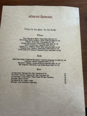 Menu photo 1 Almost Famous Culver City, CA Menu photo 1 Almost Famous Culver City, CA