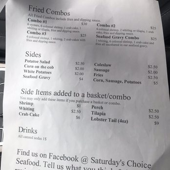 Saturdays Choice Seafood - Menu (pg.III) as of March 2021 - Food Trucks Near Me - Lexington Park, Maryland Saturdays Choice Seafood - Menu (pg.III) as of March 2021 - Food Trucks Near Me - Lexington Park, Maryland