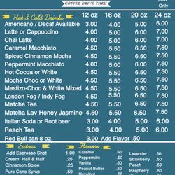 Hugz In Mugz - Menu