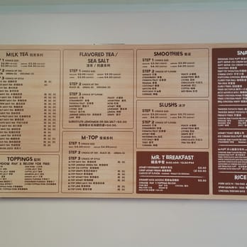 Mr. T Cafe - Menu as of 7/8/16 - Coffee & Tea Near Me - San Francisco, California