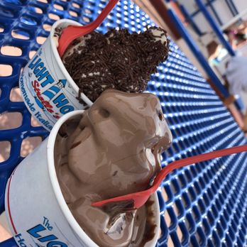 Strollo's Lighthouse Italian Ice - Bottom: chocolate with hot fudge Top: beanie butter with sprinkles - Ice Cream & Frozen Yogurt Near Me - Long Branch, New Jersey Strollo's Lighthouse Italian Ice - Bottom: chocolate with hot fudge Top: beanie butter with sprinkles - Ice Cream & Frozen Yogurt Near Me - Long Branch, New Jersey