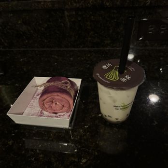 Kyo Matcha - Brown Sugar Boba Milk (Cold), Ube Towel Cake - Desserts Near Me - Falls Church, Virginia Kyo Matcha - Brown Sugar Boba Milk (Cold), Ube Towel Cake - Desserts Near Me - Falls Church, Virginia