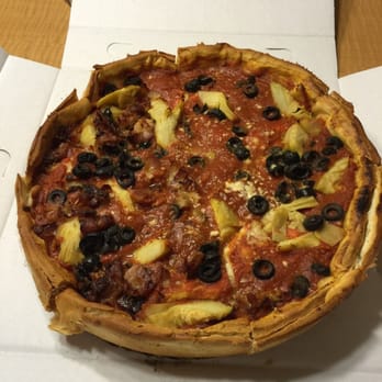 Giordano's - Medium stuffed crust veggie pizza without broccoli and added bacon. Very good!! - Italian Near Me - Orlando, Florida