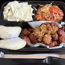 Zaap Kitchen Lao Thai Street Eats - ZAAP Combo Set- chose dancing garlic riblets, sticky rice, and Lao style papaya salad