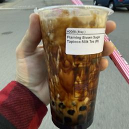 Flaming brown sugar milk tea. Flaming brown sugar milk tea.
