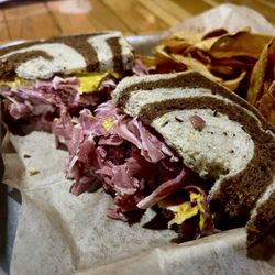 Shannon View Inn - Corned beef sandwich on rye bread with yellow mustard