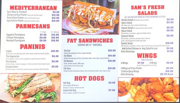 Menu photo 2 Sam's Deli & Grill Primos, PA