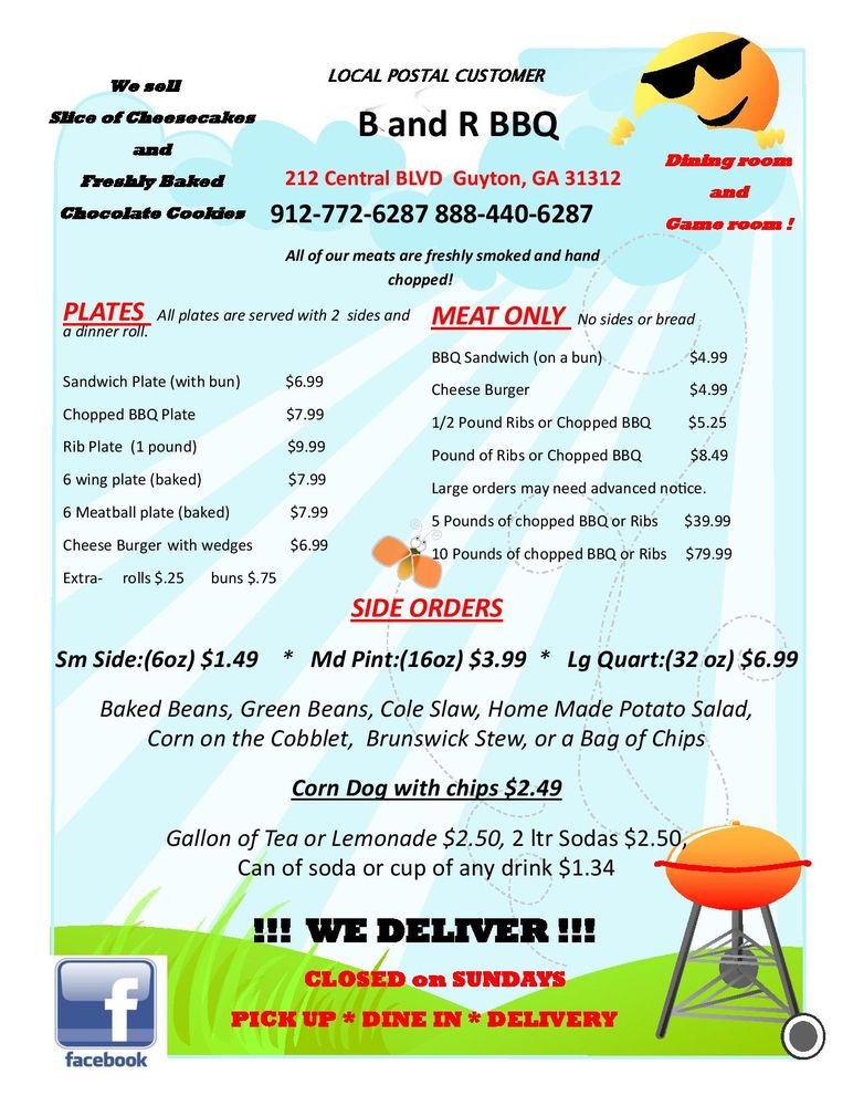 PIZZA CHEF & B AND R BBQ Pizza 212 Central Blvd, Guyton, GA