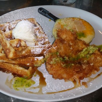 True Flavors Diner - Chicken and waffles with cheese grits. - Diners Near Me - Durham, North Carolina True Flavors Diner - Chicken and waffles with cheese grits. - Diners Near Me - Durham, North Carolina