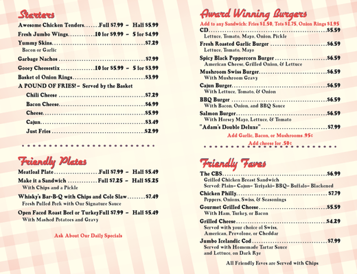Menu photo 7 Friendly Stop Bar and Grill Cincinnati, OH