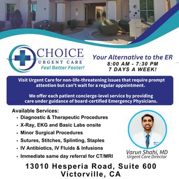 Choice Urgent Care - Urgent Care Near Me - Victorville, California Choice Urgent Care - Urgent Care Near Me - Victorville, California