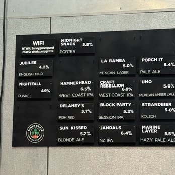 Sunny Grove Brewing Company - Brews - Brewpubs Near Me - Santee, California Sunny Grove Brewing Company - Brews - Brewpubs Near Me - Santee, California