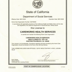 CareWorks Health Services - Home Care license #304700005