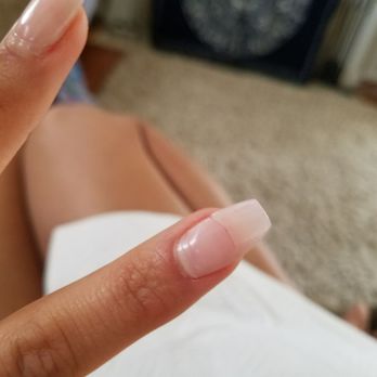 Elite Nail Spa - This is my nail a week later. This also isn't the shape she gave me I had to reshape the nail myself. Do not go here. - Nail Salons Near Me - Newhall, California