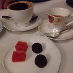 Darley's Restaurant - Coffee and blood orange jelly and choccies