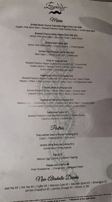 Menu photo 8 Escondido Santa Fe, NM