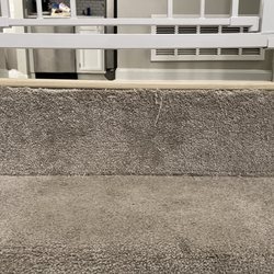 Lowe's Home Improvement - Our second set of stairs carpet cut to short and gapping now