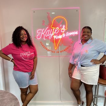 Kaye’s Pints & Scoops - Kaye's Pints & Scoops owner Kiamesha Wilson (R) and her BFF Kia during the grand opening event! - Desserts Near Me - Memphis, Tennessee