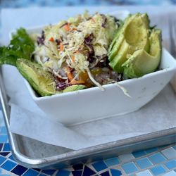 Sprout and Lentil - Signature black bean cheeseburger over salad. Outstanding.