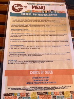 Menu photo 3 Stock Rock Cafe Stock Island, FL