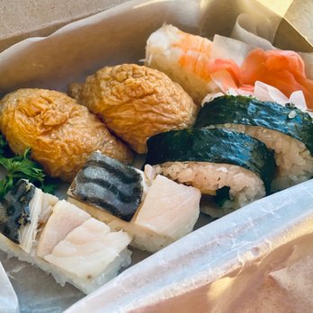 Sakae Sushi - 7 piece mixed box (extra saba instead of tamago since they ran out) - Japanese Near Me - Gardena, California Sakae Sushi - 7 piece mixed box (extra saba instead of tamago since they ran out) - Japanese Near Me - Gardena, California