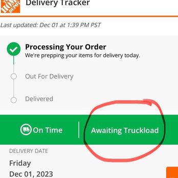 The Home Depot - One minute it said awaiting truckload and the next moment it said delivery attempted which wasn't true at all! - Hardware Stores Near Me - Westminster, California The Home Depot - One minute it said awaiting truckload and the next moment it said delivery attempted which wasn't true at all! - Hardware Stores Near Me - Westminster, California