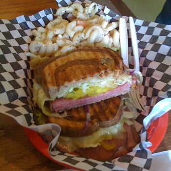 Rudi's Deli - Poacher's Pastrami Panini with pasta salad - Delis Near Me - Winter Park, Colorado Rudi's Deli - Poacher's Pastrami Panini with pasta salad - Delis Near Me - Winter Park, Colorado