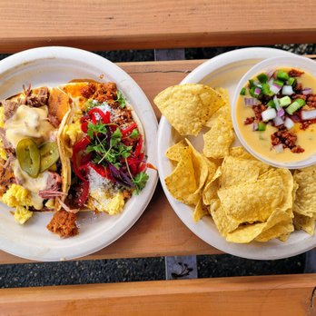 Good Morning Breakfast Tacos - Brisket & Ranchero Tacos and Chips & Queso - Tacos Near Me