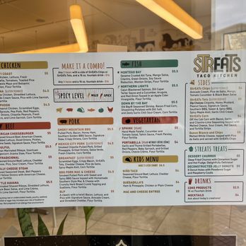 Streats Taco Kitchen - Menu posted on window 11/28/22 - Tacos Near Me - Zeeland, Michigan Streats Taco Kitchen - Menu posted on window 11/28/22 - Tacos Near Me - Zeeland, Michigan