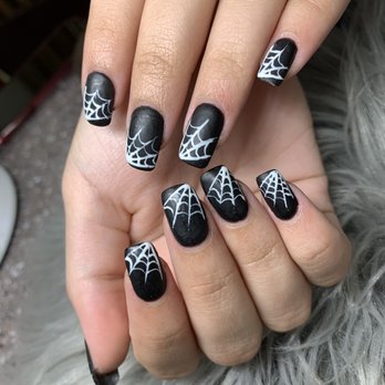 Amazing Nails - Web design on black Matt dip. - Nail Salons Near Me - Newark, California