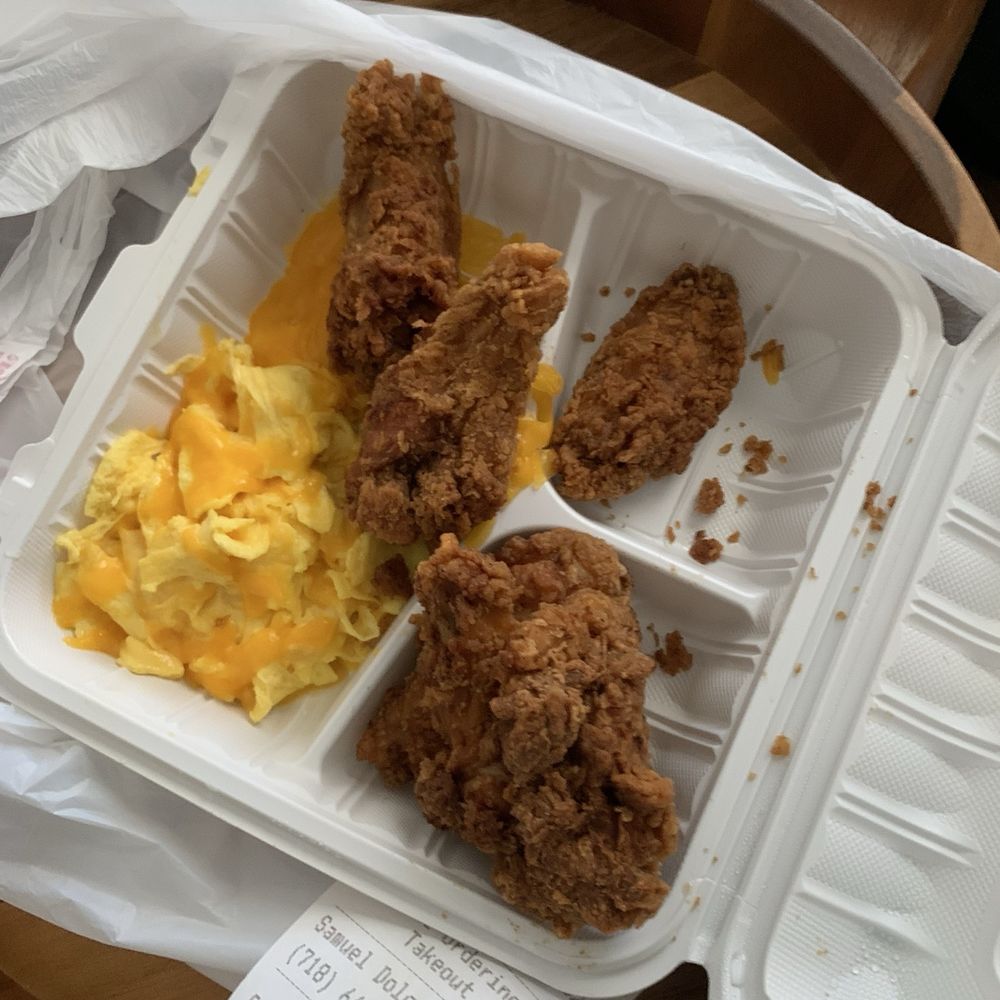 The Serving Spoon - Little Spoon - fried chicken, eggs with cheese added (also got French toast) - Breakfast & Brunch Near Me - Inglewood, California
