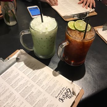 KrungThep Tea Time - Super yummy place! The one on the left is the matcha green milk tea and the one on the right is cha ma now - Tea Rooms Near Me - Winter Park, Florida