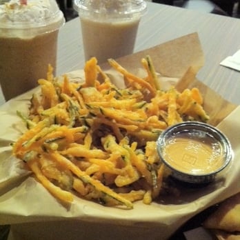 Cha Cafe - Japanese Pumpkin Fries $4.45 - Fresh cut kabocha pumpkin in tempura w/ sriracha aioli. - Coffee & Tea Near Me - El Monte, California