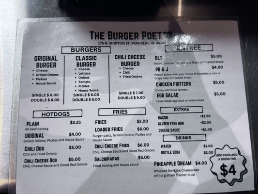 Menu photo 2 The Burger Poet Franklin, IN Menu photo 2 The Burger Poet Franklin, IN