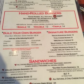Angel's Icehouse - Front side of menu - American Near Me - Spicewood, Texas Angel's Icehouse - Front side of menu - American Near Me - Spicewood, Texas