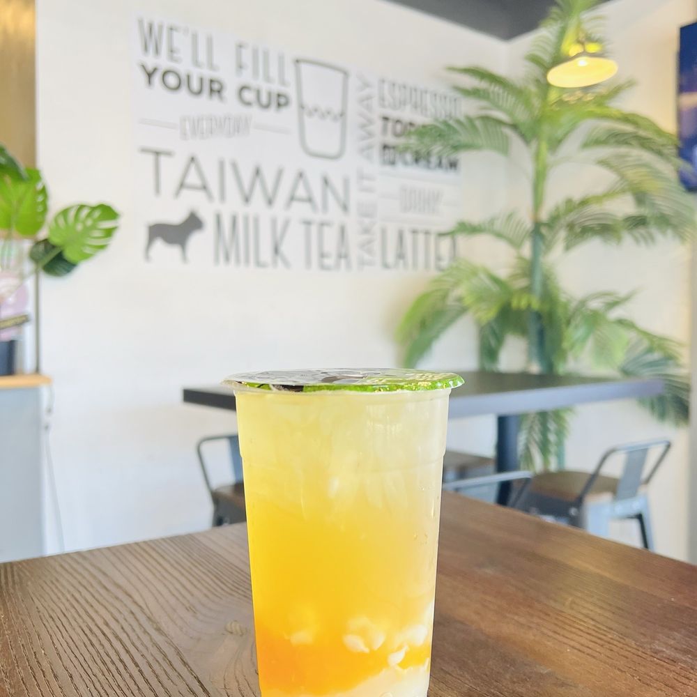 BoBaPOP Tea Bar - Honey lychee tea with peach pop balls - Coffee & Tea Near Me - San Gabriel, California